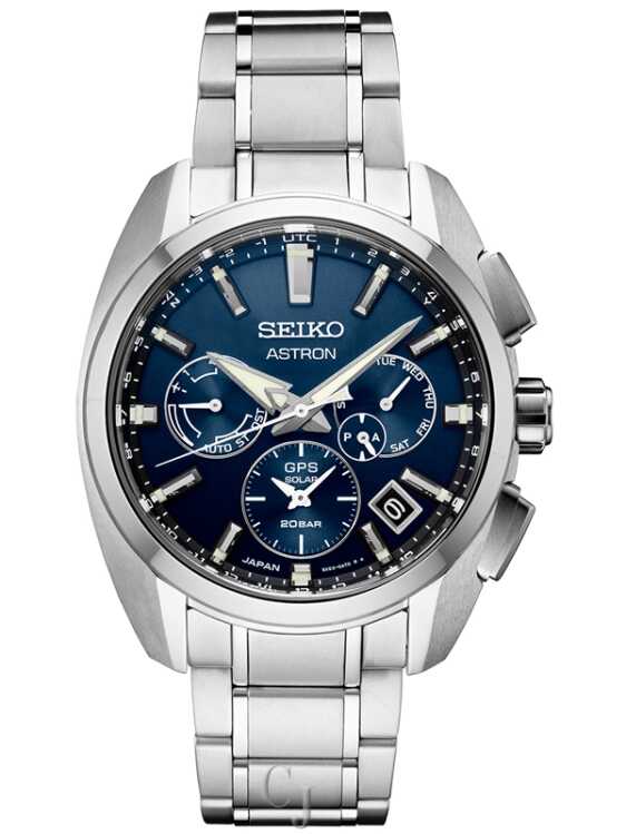 SEIKO ASTRON GPS SOLAR TITANIUM DUAL TIME BLUE DIAL SSH065