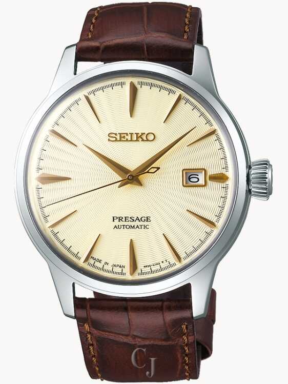 SEIKO PRESAGE AUTOMATIC CHAMPAGNE DIAL LEATHER STRAP SRPC99