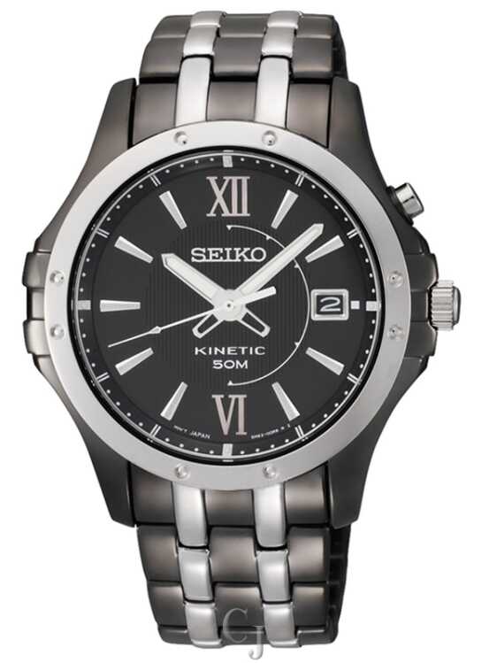 SEIKO KINETIC STAINLESS STEEL BLACK DIAL SKA551