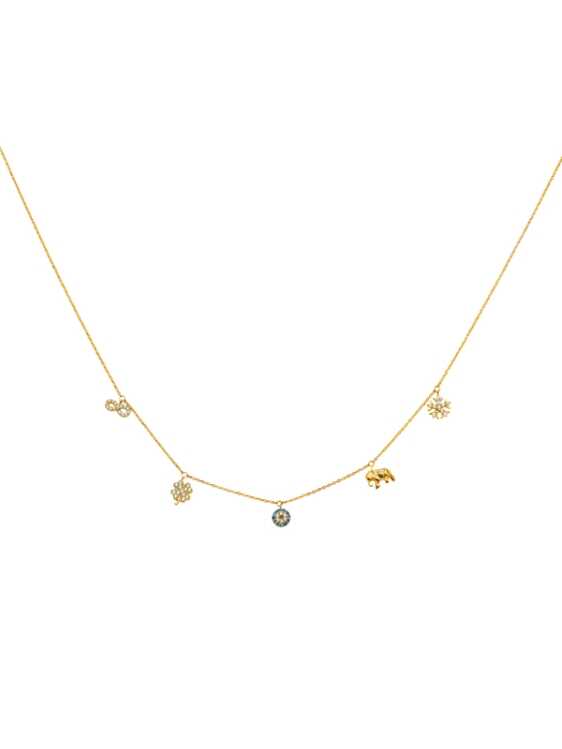 14k Yellow Gold CZ Dangling Light Necklace