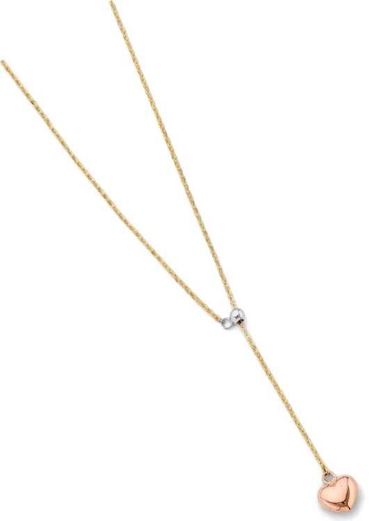 14k Gold Tri-Color Heart String Necklace