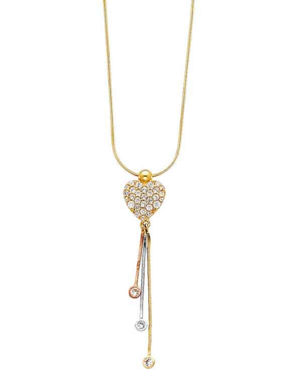 14k Gold Tri-Color Light Hanging Necklace