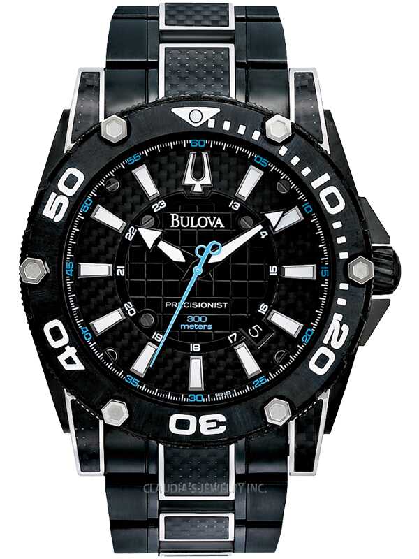 Bulova Precisionist Champlain Black Dial Men's Watch 98B153