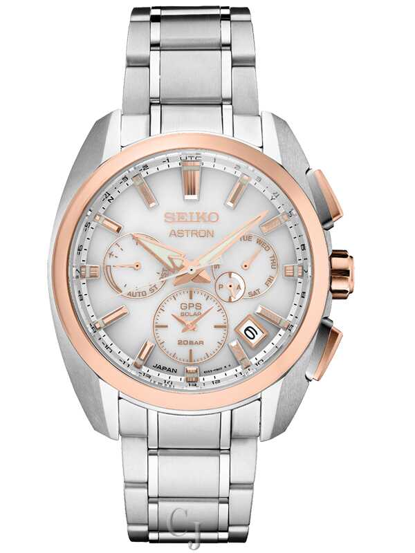Seiko Astron GPS Solar Rose Gold Bezel Titanium Chronograph Men's