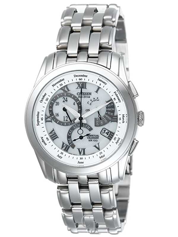 CITIZEN ECO-DRIVE PERPETUAL CALENDAR WHITE DIAL MEN'S WATCH BL8000