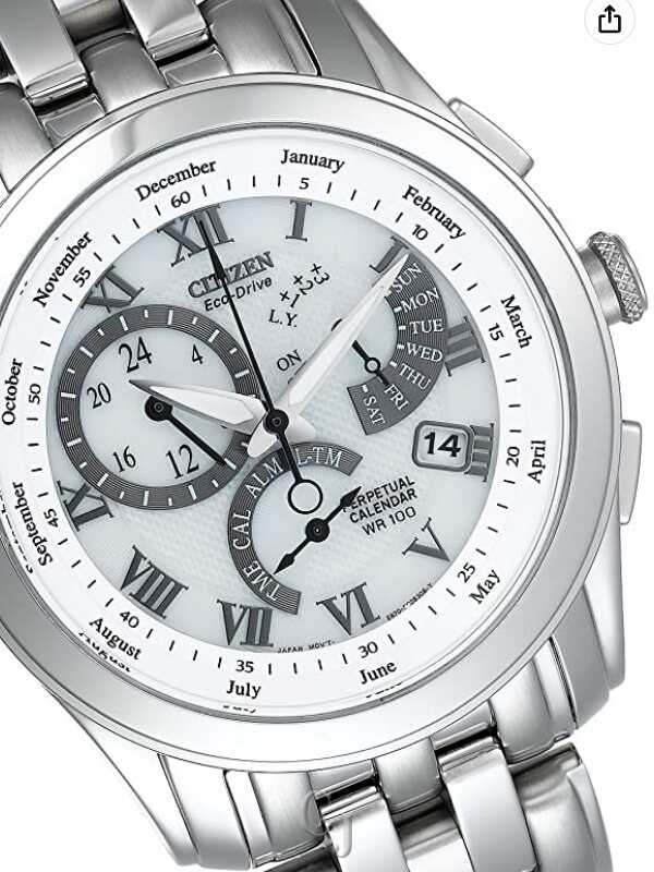 CITIZEN ECO-DRIVE PERPETUAL CALENDAR WHITE DIAL MEN'S WATCH BL8000