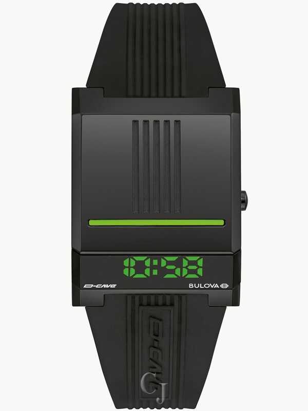 Bulova Computron D-Cave Green LED Dial Stainless Steel Men’s Watch 98C141