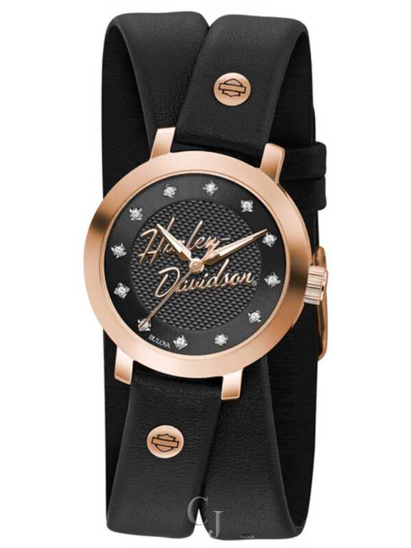 Bulova Harley-Davidson Crystal Double Wrap Women's Watch 77L109