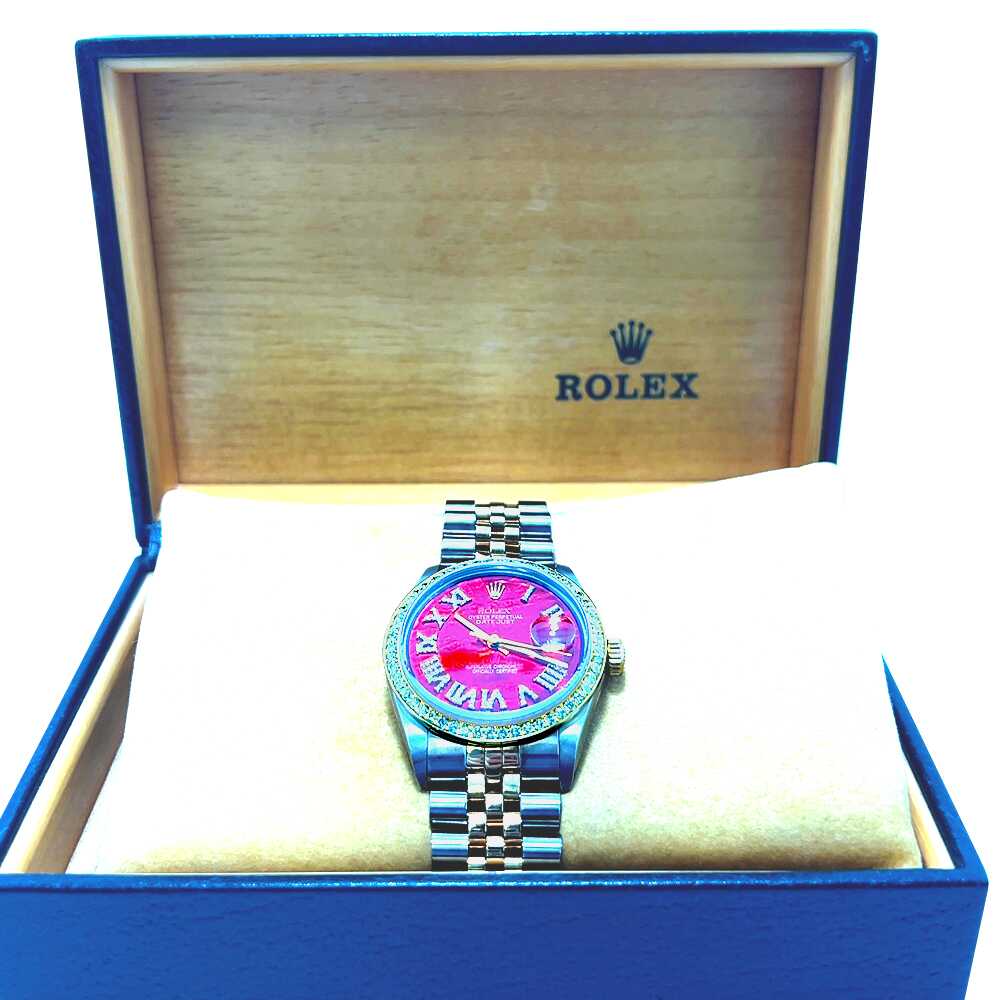 Rolex Datejust 36mm Red Roman Dial Diamond Bezel Two-Tone Stainless Steel & Gold Men’s Watch - Image 9