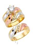 14K-3C-CZ-Wedding-Band-Trio-Set
