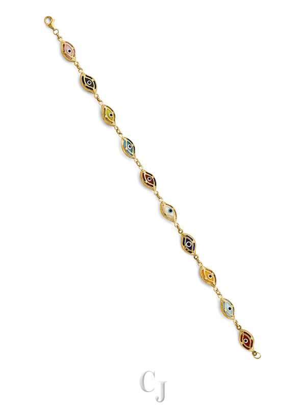14KY Mixed Color Evil Eye Bracelet