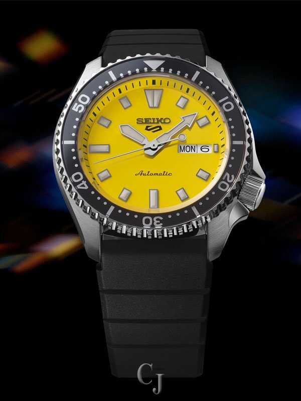 Seiko 5 Sports SKX Series Automatic Yellow Dial Silicone Strap