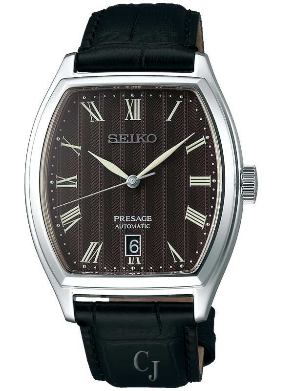 SEIKO PRESAGE AUTOMATIC BLACK DIAL TONNEAU CASE SRPD07