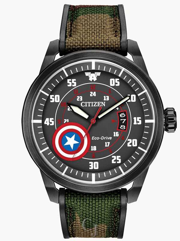 CITIZEN CAPTAIN AMERICA BLACK DIAL WATCH AW1367-05W