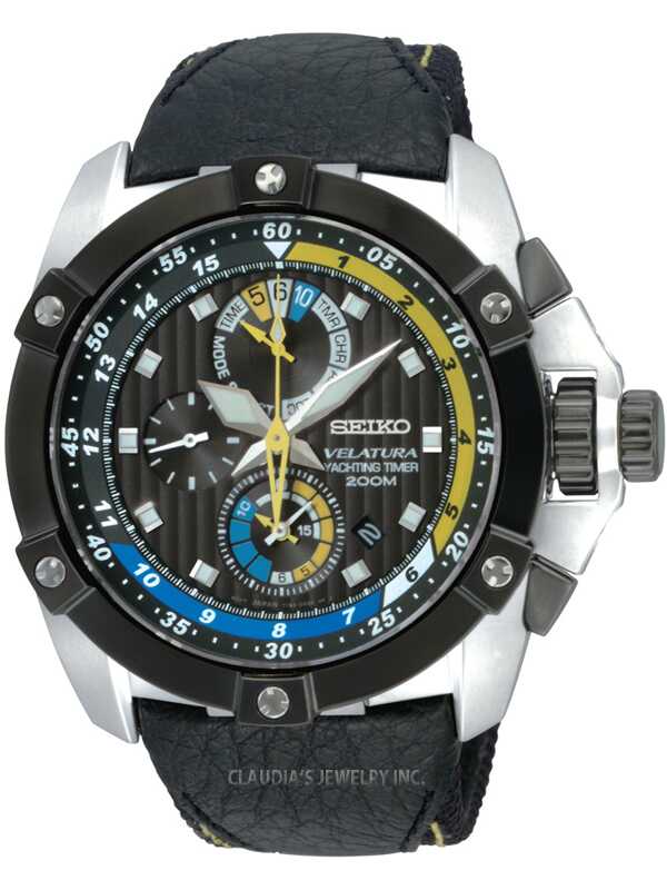 SEIKO VELATURA CHRONOGRAPH BLACK DIAL WATCH SPC049