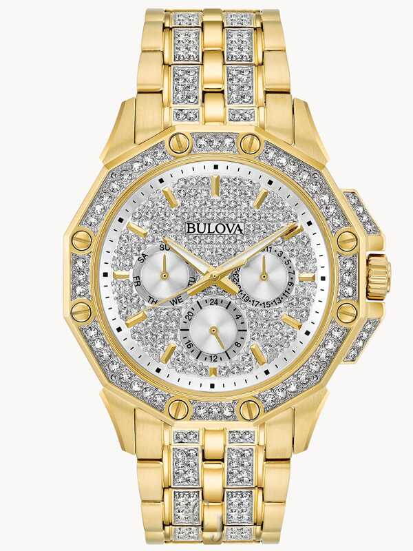 BULOVA CRYSTAL OCTAVA GOLD-TONE STAINLESS STEEL WATCH 98C126