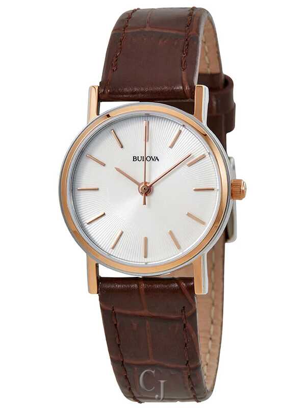 BULOVA WHITE DIAL W/LEATHER STRAP WOMEN'S WATCH 98V31