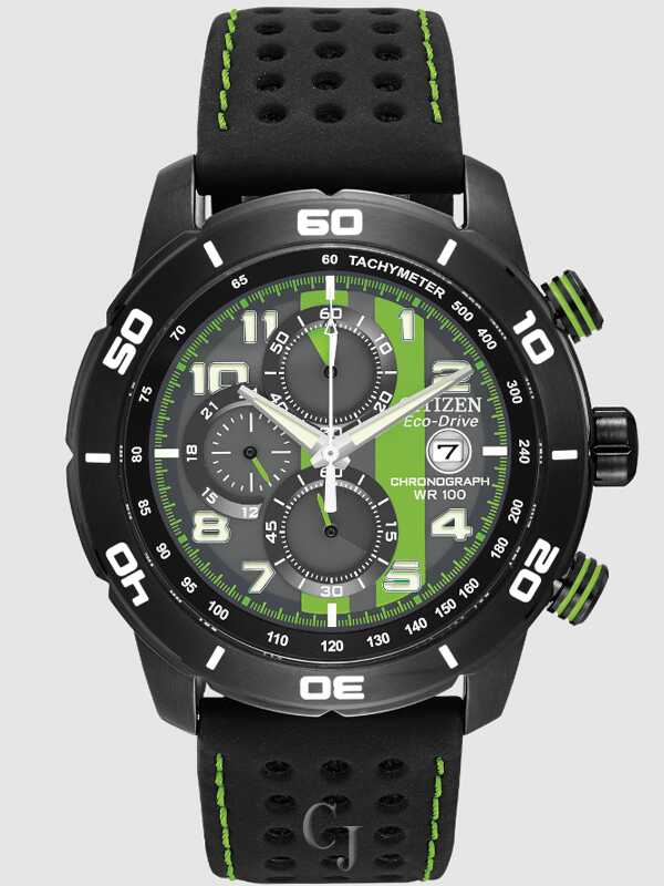 CITIZEN PRIMO CHRONOGRAPH GREY/GREEN DIAL MEN’S WATCH CA0467-20H