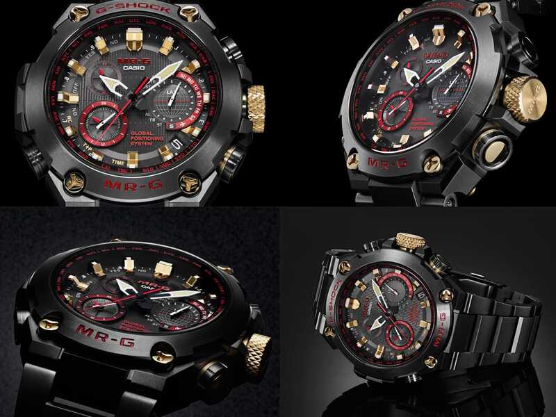 G-Shock MR-G GPS Hybrid Radio-Controlled Black Red Titanium Men's