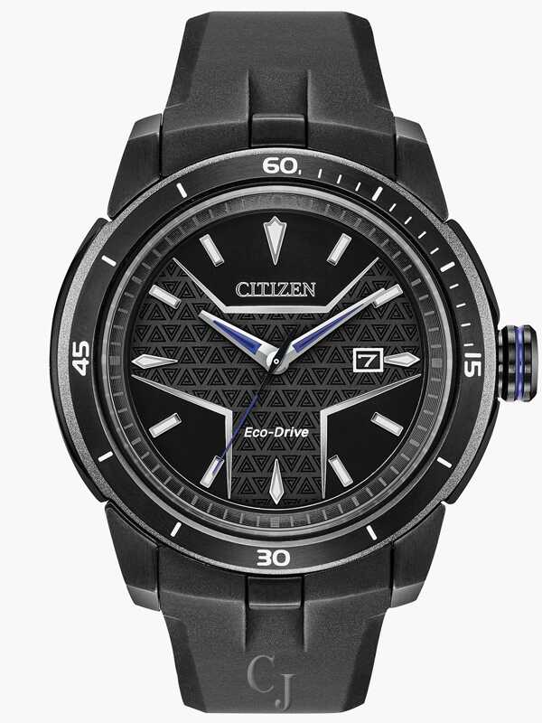 ひ*た様 CITIZENブラックパンサー MARVEL コラボエコドライブ Citizen Marvel Black Panther Black Dial Eco-Drive Leather Strap