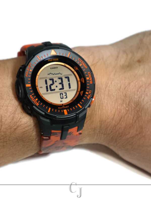 CASIO PROTREK TRIPLE SENSOR 腕時計 Casio Pro Trek Triple Sensor Tough Solar Orange Camo Men's Watch