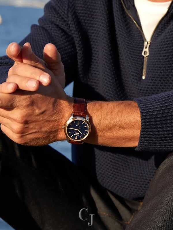 Citizen Rolan Navy Dial Brown Leather Strap Eco-Drive Men's Watch