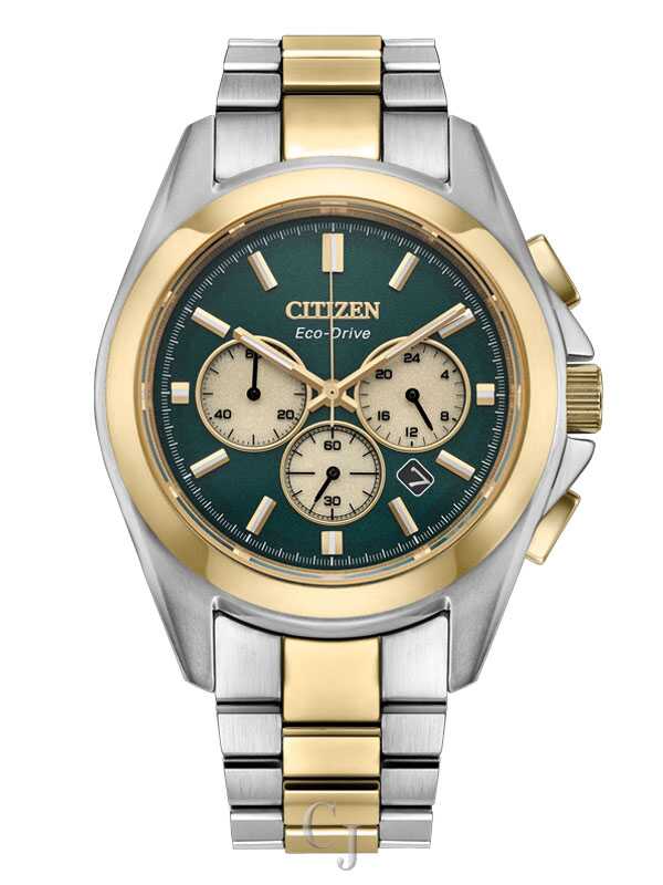 Citizen Sport Luxury Eco-Drive Green Dial Two-Tone Stainless Steel