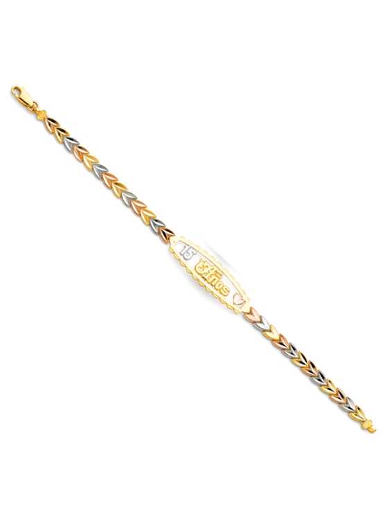 14k Tri-Color 15 Years ID Bracelet