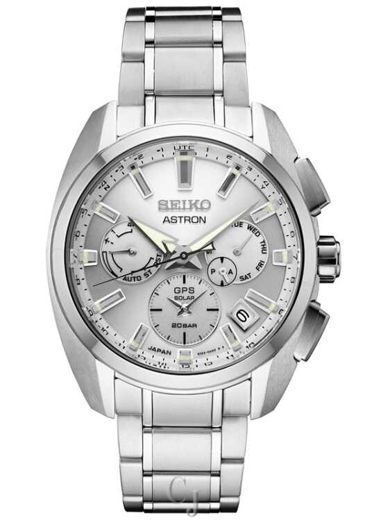 SEIKO ASTRON GPS SOLAR TITANIUM DUAL TIME SILVER DIAL SSH063