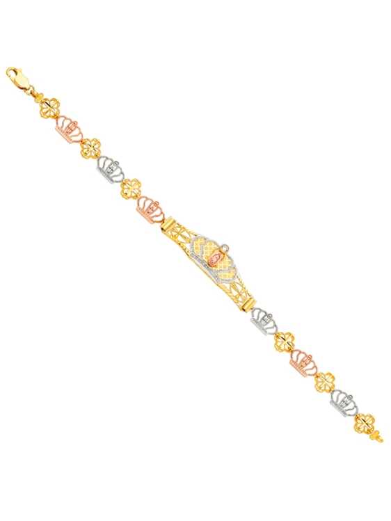 14k Gold Tri-Color Guadalupe ID Bracelet