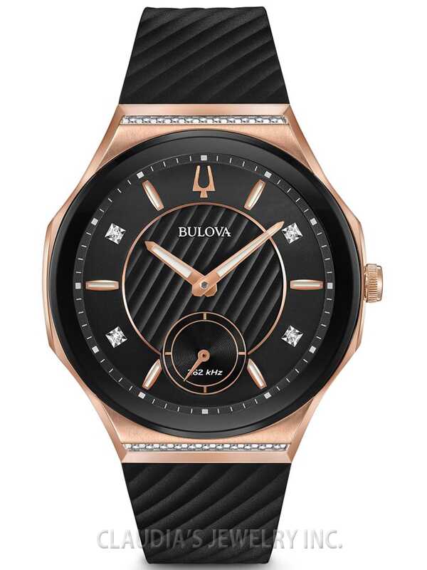 662 ブローバ　カーブ　98R239 ローズゴールド　ダイヤ　スモセコ　腕時計 Bulova Curv Diamond Black Dial Rose Gold-Tone Rubber Strap Women's