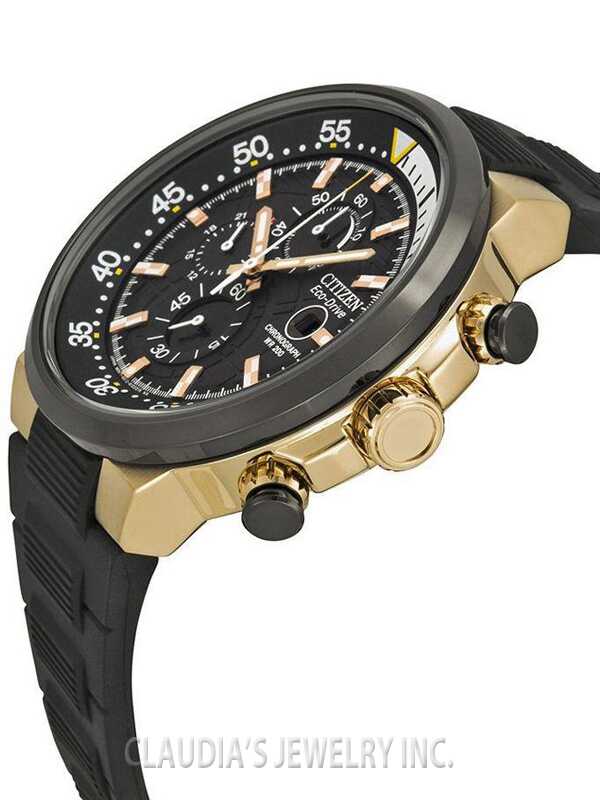 Citizen Endeavor Chronograph Black Dial Eco-Drive 200M Rubber
