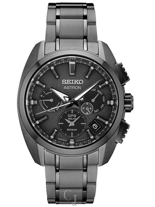 Seiko Astron GPS Solar Dual-Time Black Dial Titanium Men's Watch
