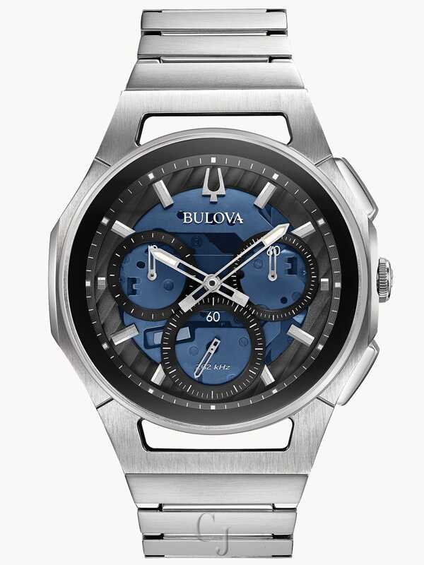 Bulova Curv Chronograph Blue Dial Stainless Steel Men's Watch