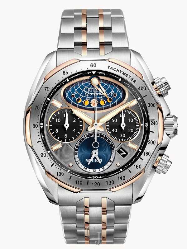 CITIZEN MOON PHASE FLYBACK GREY DIAL WATCH AV3006-50H - Claudias