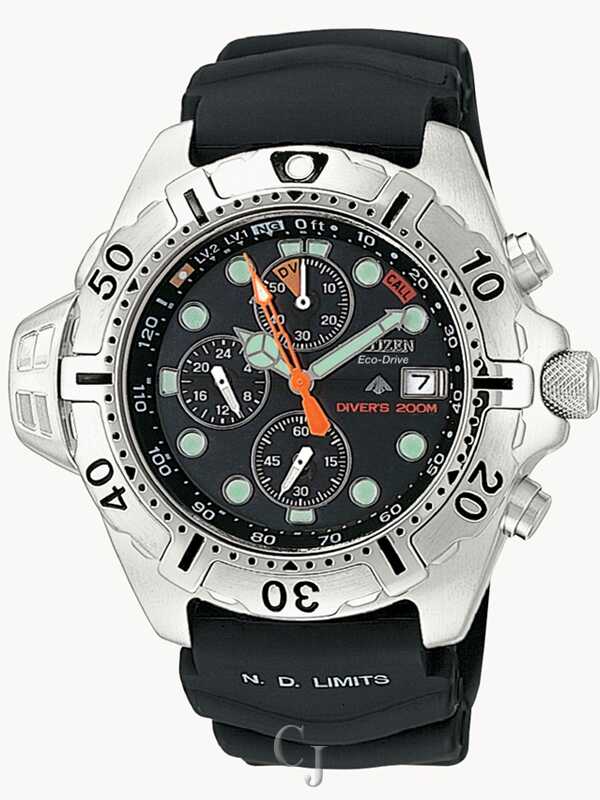 CITIZEN PROMASTER DEPTH METER CHRONOGRAPH BLACK DIAL WATCH BJ2000-09E