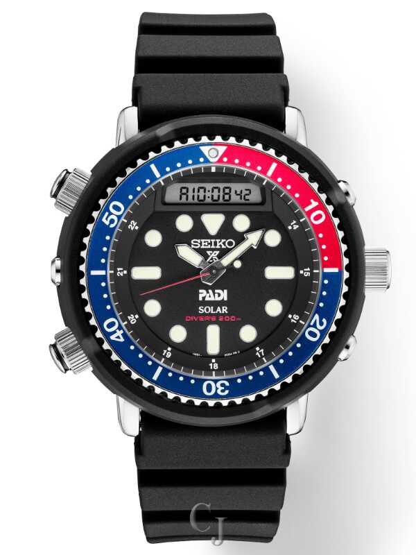 SEIKO SOLAR HYBRID DIVER PROSPEX BLACK DIAL SNJ027 - Claudias