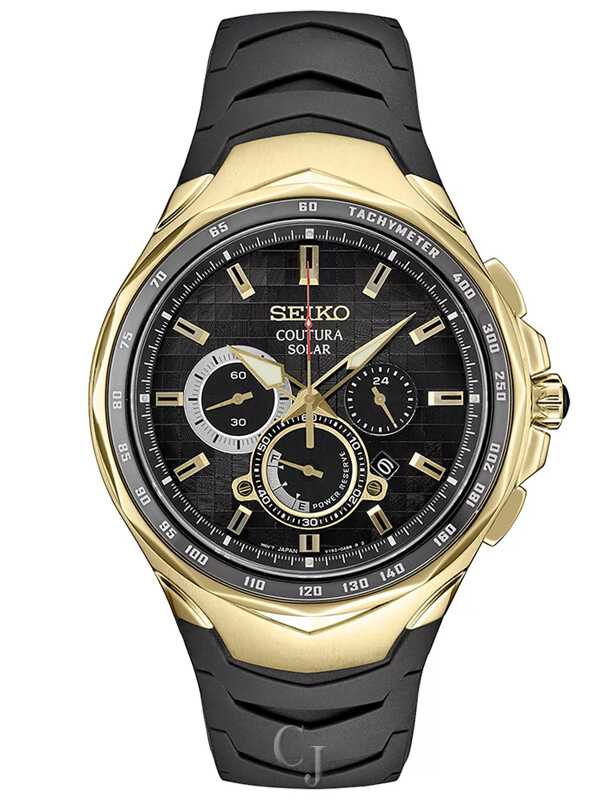 SEIKO COUTURA ソーラー クロノグラフ Seiko Coutura Black Dial Solar Chronograph Stainless Steel Men's