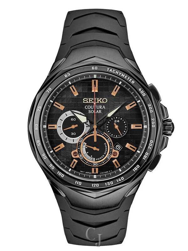 Seiko Coutura Black Dial Solar Chronograph Stainless Steel Men's