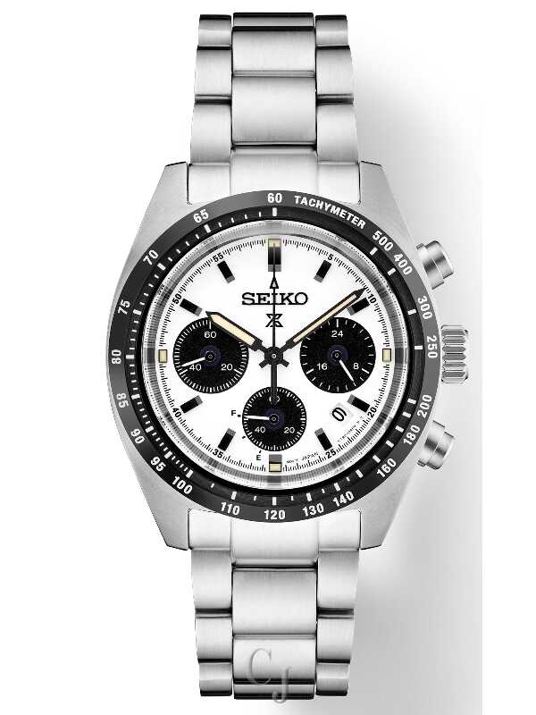 SEIKO PROSPEX SPEEDTIMER SOLAR CHRONOGRAPH WHITE DIAL WATCH SSC813