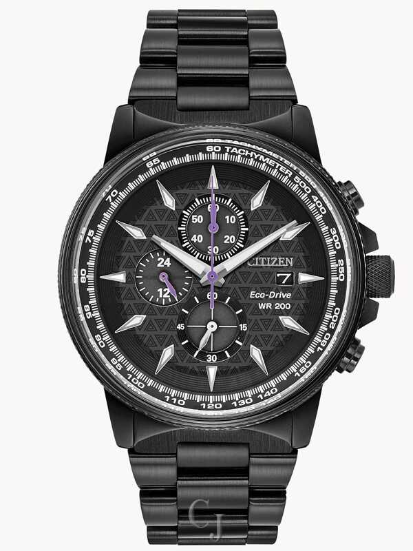 CITIZEN ダイバー 黒 Citizen Marvel Black Panther Black Dial Eco-Drive Chronograph