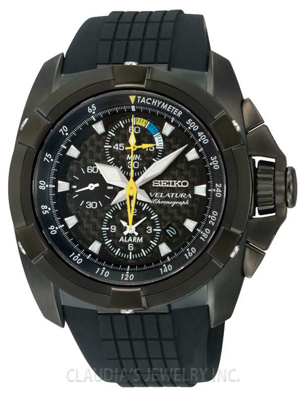 Seiko Velatura Alarm Chronograph Black Dial Quartz Stainless Steel