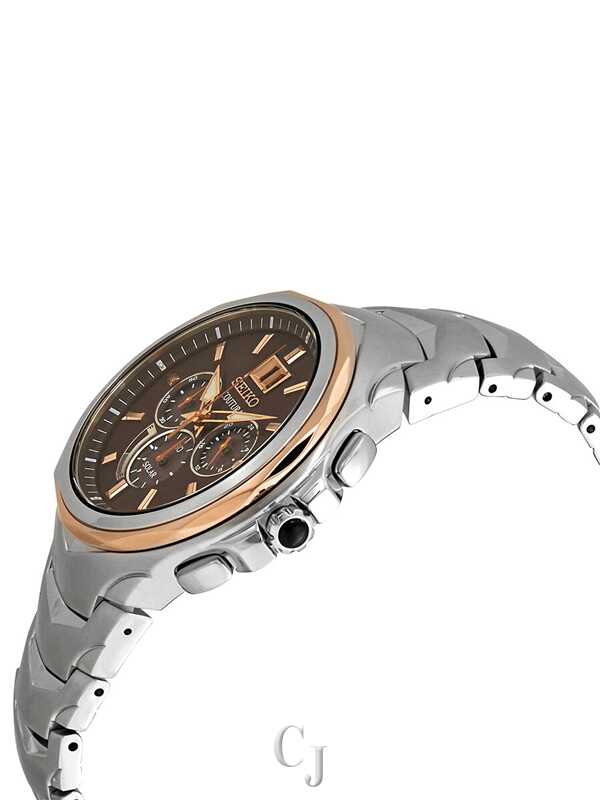 SEIKO COUTURA SOLAR POWERED CHRONOGRAPH BROWN DIAL SSC628 - Image 3