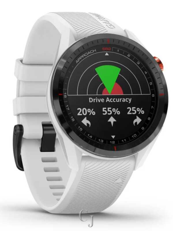 Garmin Approach S62 Black Ceramic Bezel White Silicone Band Golf