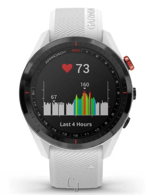 Garmin Approach S62 Black Ceramic Bezel White Silicone Band Golf