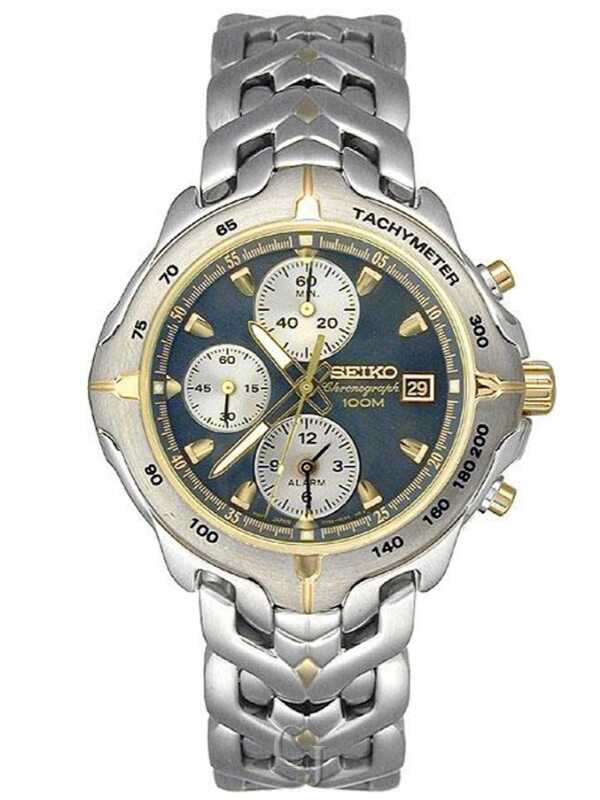 Seiko Alarm Chronograph Blue Dial Quartz Stainless Steel Men's