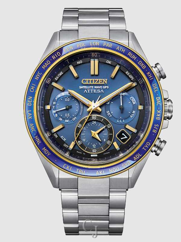 CITIZEN ATTESA BLUE/GREEN DIAL SATELLITE WAVE GPS MEN'S WATCH