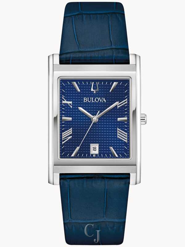 Bulova Classic Blue Dial Leather Strap Men's Watch 96B442
