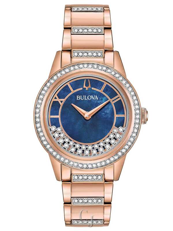 Bulova Crystal Blue Mother of Pearl Dial Diamond Accent Women's