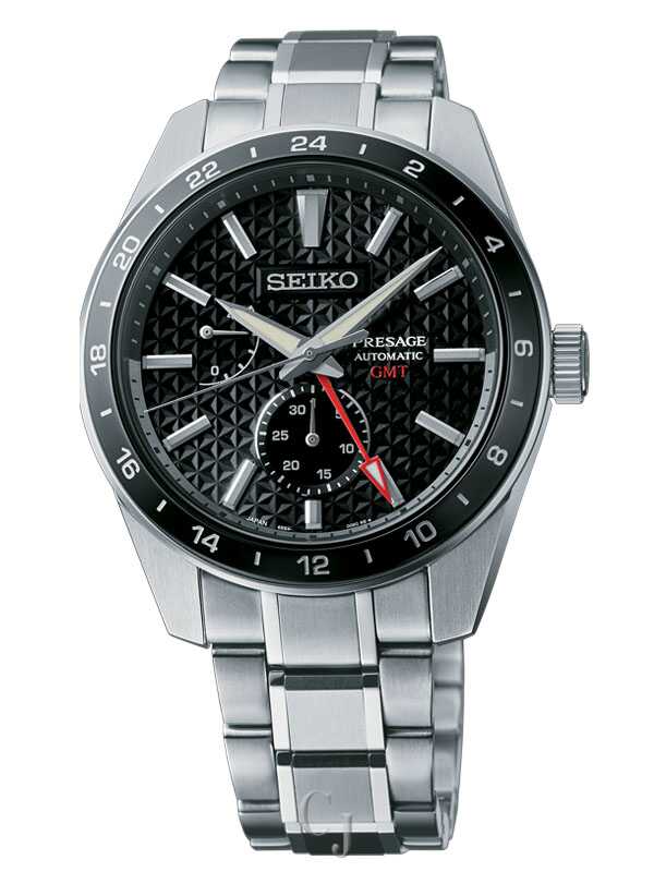Seiko Presage Sharp-Edged Series GMT Black Dial Men's Watch SPB221